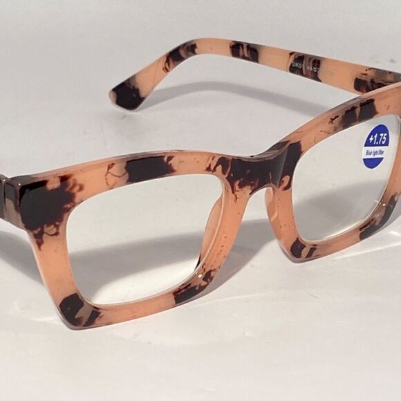1285 Gretchen Reading Glasses 1.75 Square Black Pink Tortoise Frames NWT - Picture 7 of 9